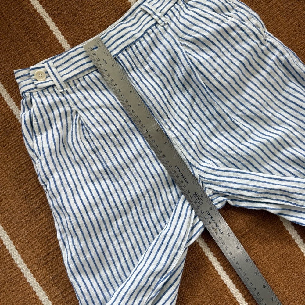 Madewell The Harlow Wide-Leg Pant 100% Linen Blue White Stripe - Picture 5 of 10